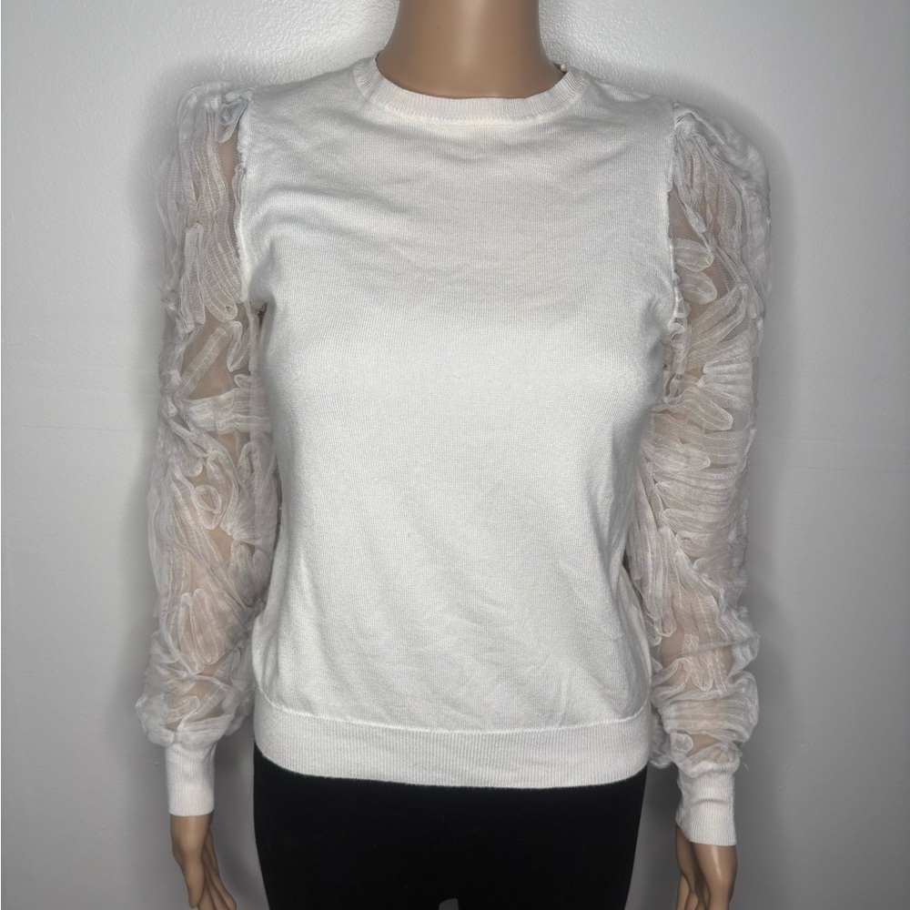 New Look White Top with Sheer Sleeves